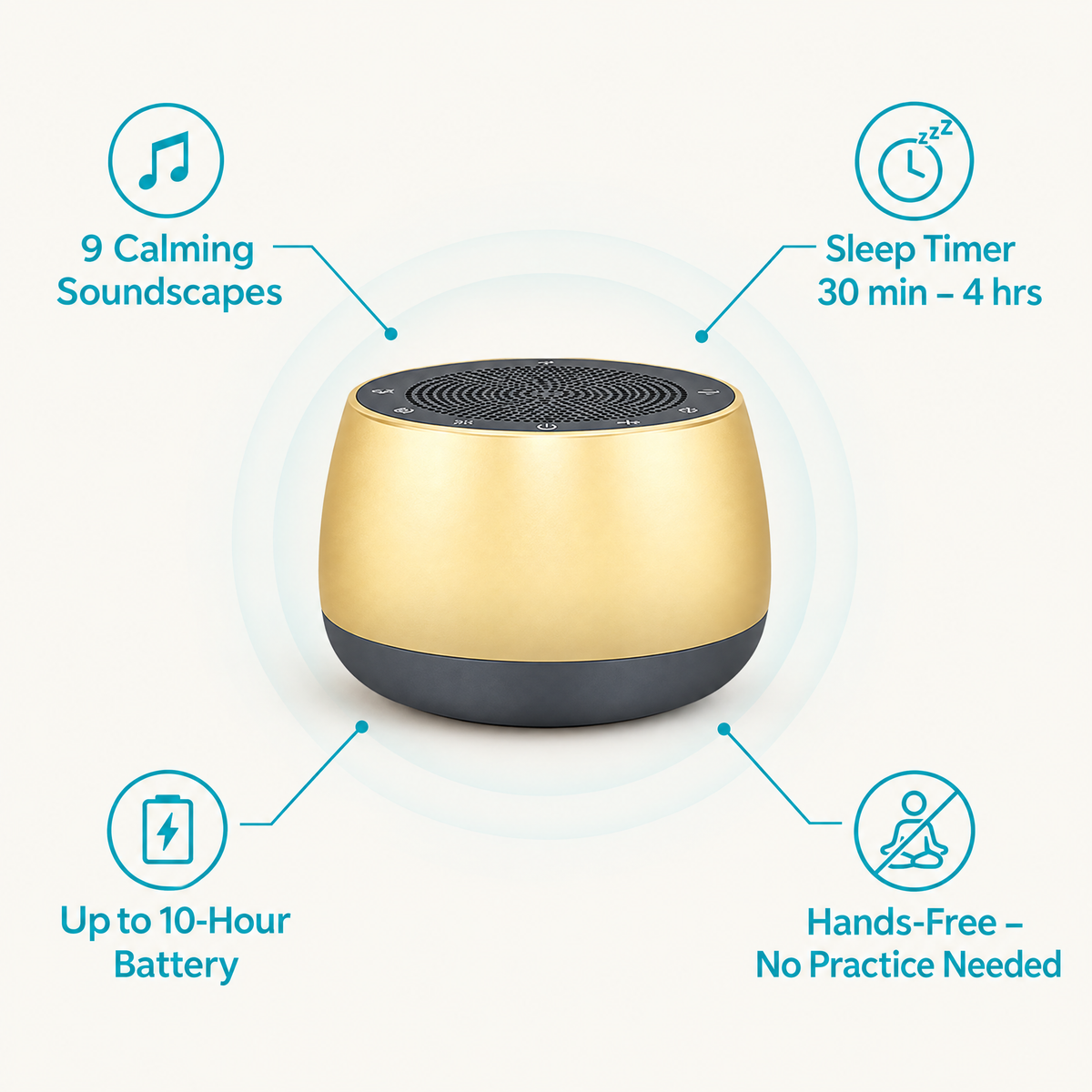 Kelunix Frequency Singing Bowl feature highlights: soundscapes, timer and rechargeable battery