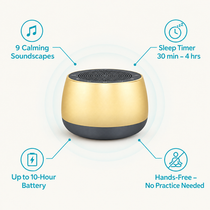 Kelunix Frequency Singing Bowl feature highlights: soundscapes, timer and rechargeable battery
