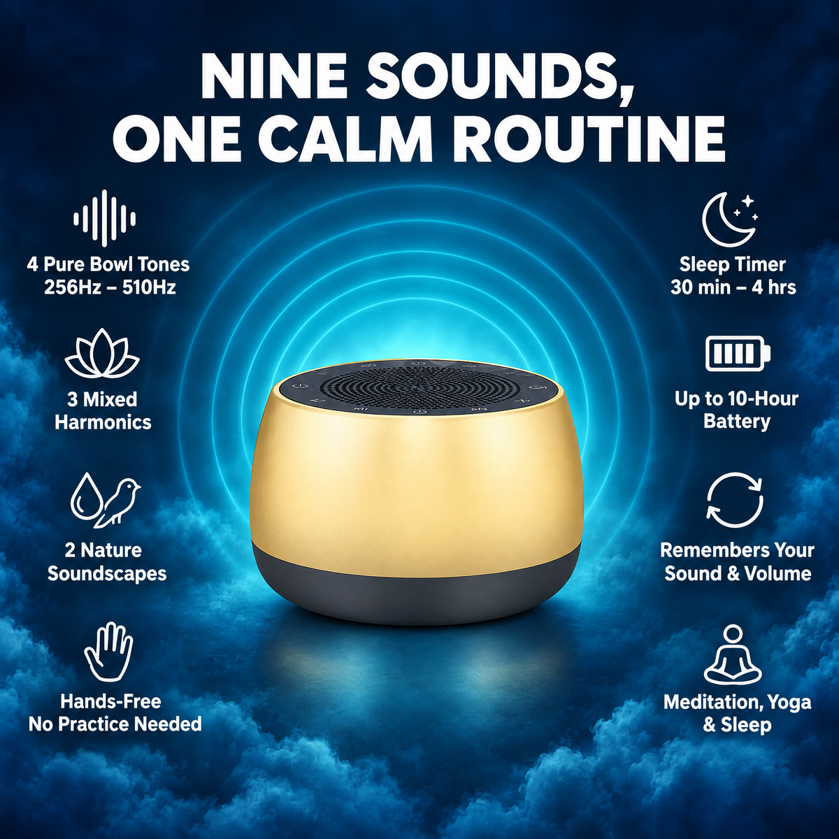 Kelunix Frequency Singing Bowl features infographic